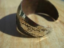 Bracelet Overlay Kokopelli Chased Nickel And Bronze 2 small