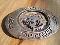 Buckle Sterling .925 Wolf Howling Shadow Box Design 2 small