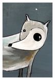 Wolf And Owl Giant Poster Print 11x17 Poster Print -Gray And White Wolf With Mustard Yellow 2 small