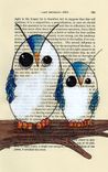 Owl Poster Print - Big Blue Owl And Little Blue Owl In 11x17 Poster Print - 2 small