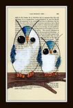 Owl Poster Print - Big Blue Owl And Little Blue Owl In 11x17 Poster Print - 4 small