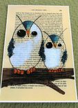 Owl Poster Print - Big Blue Owl And Little Blue Owl In 11x17 Poster Print - 5 small