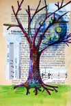 Winter Trees And Nest Prints- 4 Trees Set Of Prints 5x7 Nest, Tree, Spring, Moon And Stars 5 small