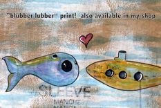 Whale: Navy And Gray- Blue Whale - Original Drawing On Vintage French Paper 3 small