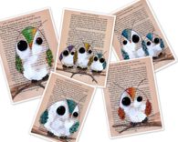 Owl Art Prints - Set Of 5 Owl Are Prints In 5x7 Size 1 small