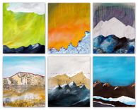Almost Home - Mountain And Cloud Painting In Lime And Charcoal 1 small
