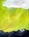 Almost Home - Mountain And Cloud Painting In Lime And Charcoal 2 small