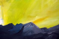 Almost Home - Mountain And Cloud Painting In Lime And Charcoal 3 small