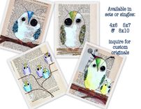 Sale Owl Prints - Oops- Owl Prints--4x6 Size- 4 Prints Of Owls In Many Colors 1 small