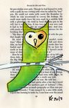 Owl Painting Lime Heart Faced Owl - Retro 1970s Illustration Style Owl Full Of Wisdom 2 small