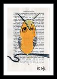 Owl Art Orange And White Owl - Retro 1970s Illustration Style Owl Full Of Wisdom- Black Tree Limb 2 small
