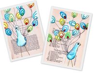 Peacock - White Peacock With Blue, Gray, Teal And Purple Feathers 3 small