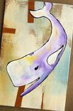 Happy Whale - Violet And White Whale With Yellow Accents 3 small
