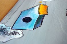 Floating Village- Bird Houses Tied To The Gray Sky - White Menacing Clouds Floating 2 small