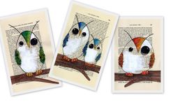 Owl Prints- Reproduction Of Vintage Paper Drawing - Giant Owl Poster Print 1 small