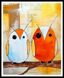 Two Orange Owls- Orange And White 1 small