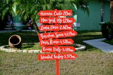 Christmas Family Gift, Rustic Directional Sign, Mileage Destination Sign Post. Couples Gift. 6 small
