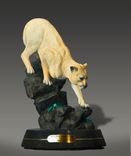 Gorgeous Cougar / Mountain Lion "Silent Descent" Sculpture Bronze Figurine By Barry Stein 1 small