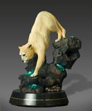 Gorgeous Cougar / Mountain Lion "Silent Descent" Sculpture Bronze Figurine By Barry Stein 2 small