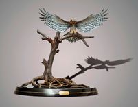 Gorgeous "Great Horned Owl" Sculpture Bronze Figurine By Barry Stein 1 small
