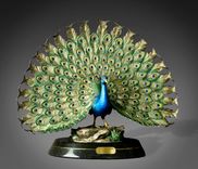 Gorgeous Peacock Bronze Sculpture Peafowl Statue Figurine By Barry Stein 1 small
