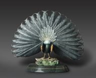 Gorgeous Peacock Bronze Sculpture Peafowl Statue Figurine By Barry Stein 4 small
