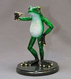Awesome Bronze Martini Frog Figurine Statue Sculpture Art / Limited Edition / Signed & Numbered 3 small