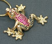 18k Gold Frog Figurine Statue Sculpture Art Black Diamonds Rubies Limited Edition By Barry Stein 2 small