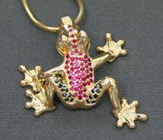 18k Gold Frog Figurine Statue Sculpture Art Black Diamonds Rubies Limited Edition By Barry Stein 3 small