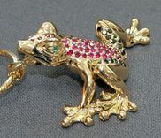 18k Gold Frog Figurine Statue Sculpture Art Black Diamonds Rubies Limited Edition By Barry Stein 6 small
