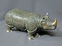 Bronze Rhinoceros "Indian Rhinoceros" Asian Rhino Figurine Statue Sculpture Limited Edition Signed 3 small
