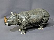 Bronze Rhinoceros "Indian Rhinoceros" Asian Rhino Figurine Statue Sculpture Limited Edition Signed 4 small