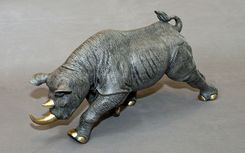 Bronze Rhinoceros "Black Rhinoceros" Rhino Figurine Statue Sculpture Art Limited Edition Signed 3 small