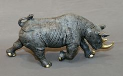 Bronze Rhinoceros "Black Rhinoceros" Rhino Figurine Statue Sculpture Art Limited Edition Signed 4 small