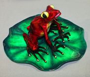 Gorgeous Color "Lily Pad" Bronze Statue Figurine Amphibian Limited Edition Signed Numbered 2 small