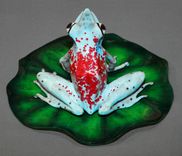 Gorgeous Color "Lily Pad" Bronze Statue Figurine Amphibian Limited Edition Signed Numbered 5 small