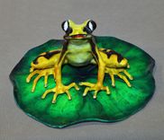 Gorgeous Color "Lily Pad" Bronze Statue Figurine Amphibian Limited Edition Signed Numbered 6 small