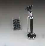 Mach3 Shaving Razor With Stand And Fourgillette Blades, Exotic Wood Handle 3 small