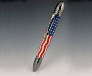 Civil War Pen, Hand Crafted Stars And Stripes Wood Inlay 1 small