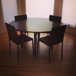 60" Round Walnut Table. 1 small