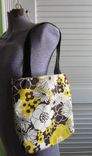 Upcycled Tote Bag Made From A Pair Of Vintage Black And Yellow Floral Napkins 1 small