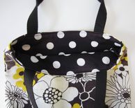 Upcycled Tote Bag Made From A Pair Of Vintage Black And Yellow Floral Napkins 2 small