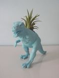 Upcycled Dinosaur Planter - Blue Tyrannosaurus Rex With Tillandsia Air Plant 3 small