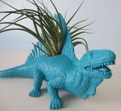 Upcycled Dinosaur Planter - Dimetrodon With Tillandsia Air Plant In Multiple Colors 2 small