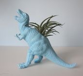 Upcycled Dinosaur Planter - Blue Tyrannosaurus Rex With Air Plant 2 small