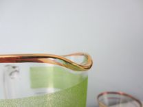 Vintage Bar Set - Green And Gold Striped Pitcher With Matching Gold Striped Glasses 1 small