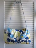 Upcycled Purse With Magnetic Snap Made From An Ann Taylor Blue And Yellow Floral Skirt 1 small