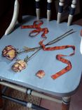 Hand Painted Vintage Chair With Ribbon And Roses 1 small