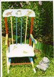 Vintage Rocking Chair Painted With Flowers And Critters 5 small