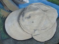 Memories  Painted On Stone, Motor Boat And Fiahing Hat 3 small